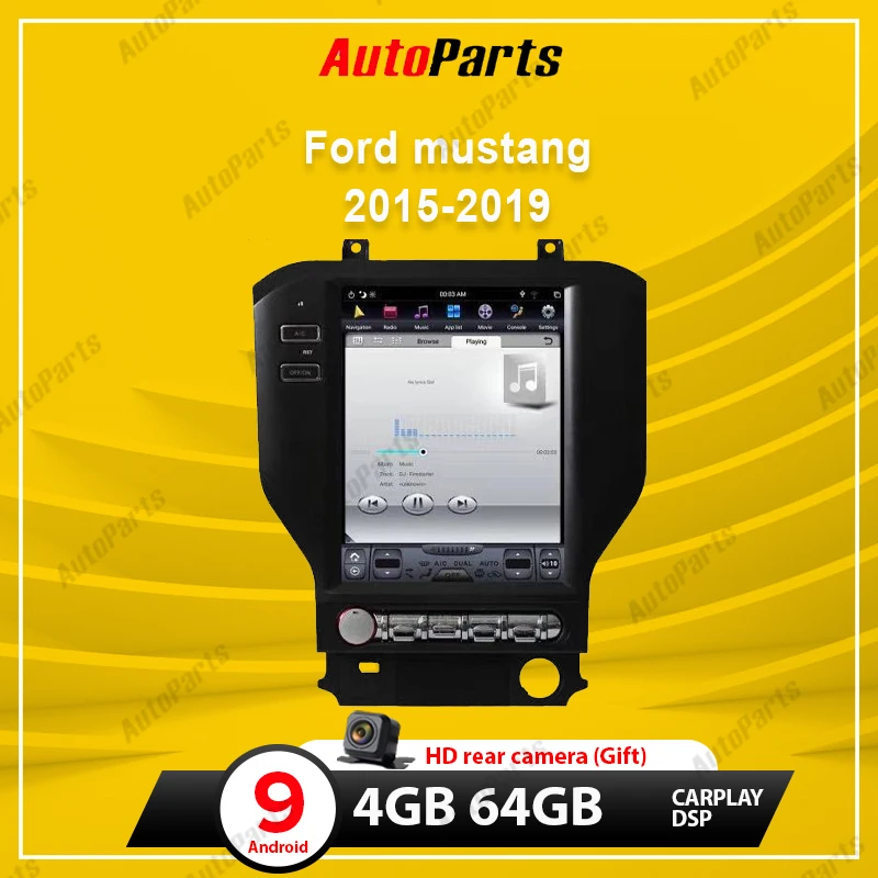 

Kukuz 11,8 "Android 9 вертикальный экран Tesla style PX6 для Ford Mustang 2015-2019 GPS Navi Стерео Автомагнитола автомобильный мультимедийный плеер