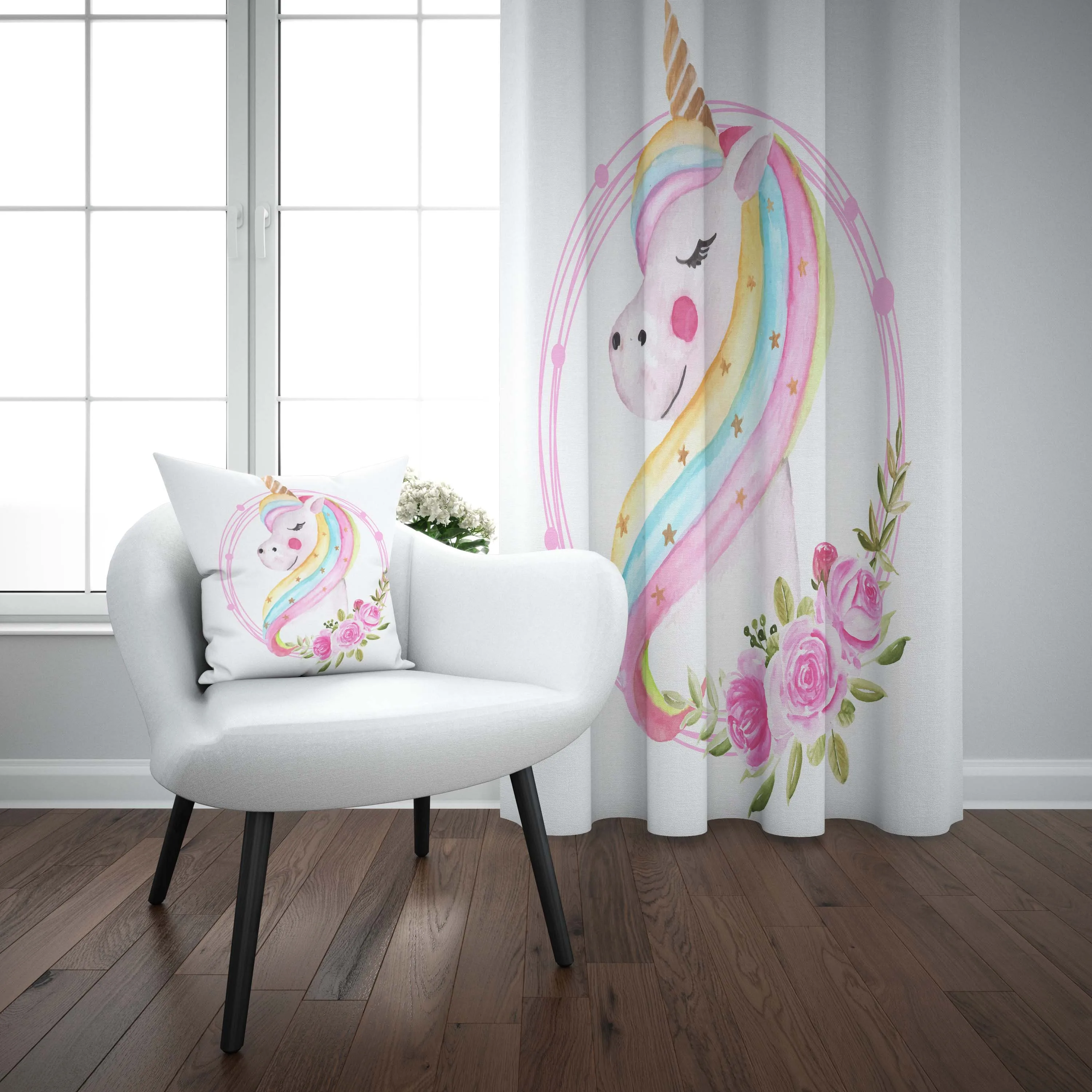 Еще розовый синий Радуга лошади Цветной 3d печать дети детские для малышей окна