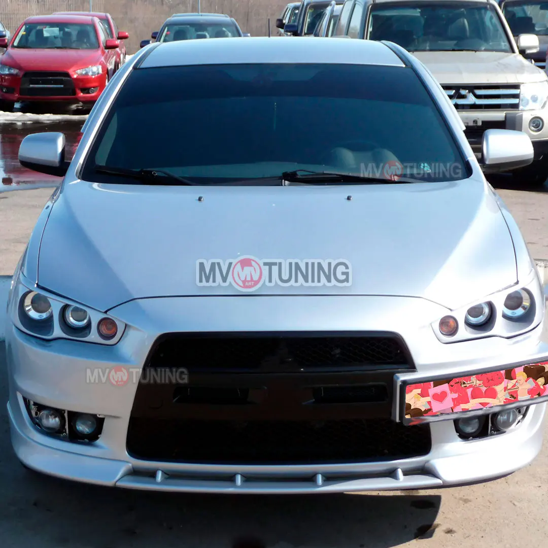 Central lip fangs for Mitsubishi Lancer 10 ABS plastic mv tuning styling zubatka detail exterior trim pad diffuser | Автомобили и