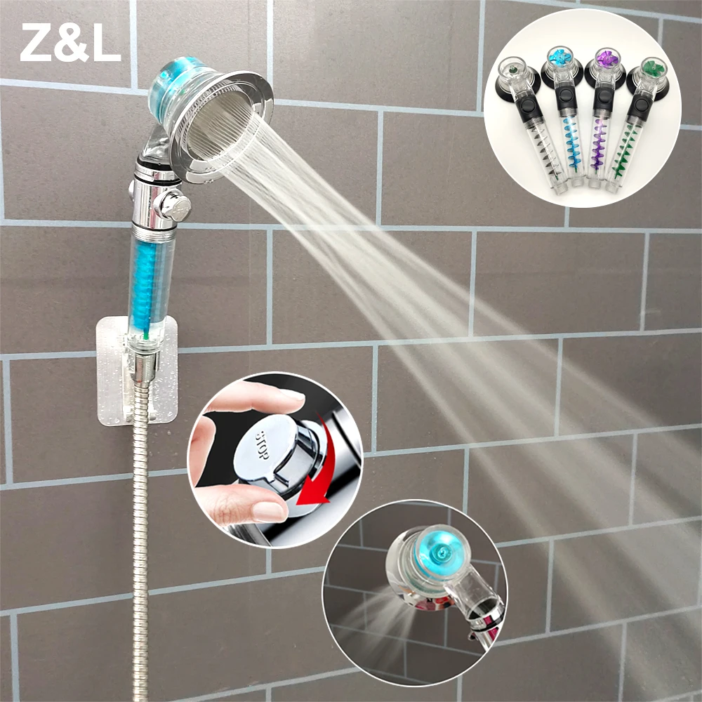 Z&L Shower Head Water Saving High Preassure Turbo Showerhead Rainfall Nozzle Bathroom Small Fan Shower Accessories 2022