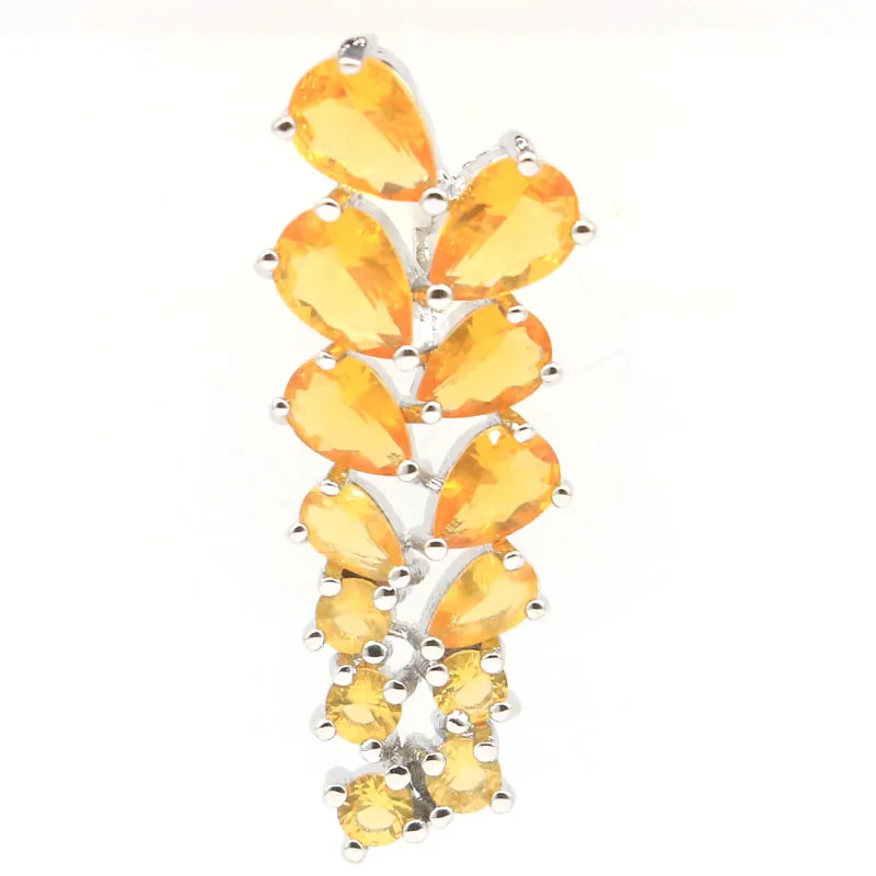 32x14 мм Роскошный Золотой Цитрин для женской повседневной носки серебряный