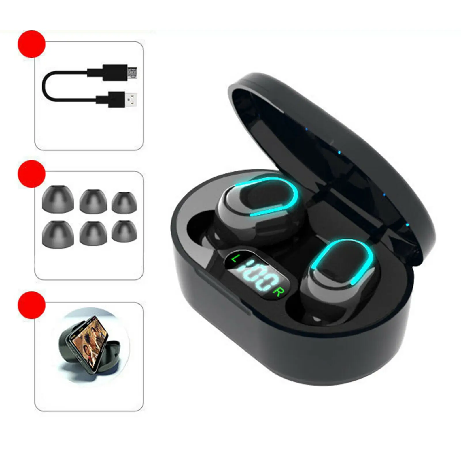 

10PCS E7S/A7S TWS Wireless Earphones Bluetooth Noise Cancelling Waterproof LED Display Screen In-ear Headset 3D Stereo Earbuds