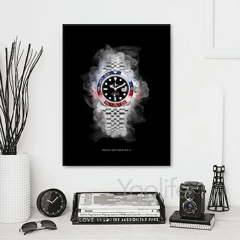 Акварельные часы GMT Master II живопись холст печать хронология Искусство Плакат