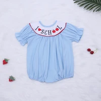 2022 baby girl clothes bodysuit for newborns sky blue floral one piece jumpsuit i love school romper back to school for summer