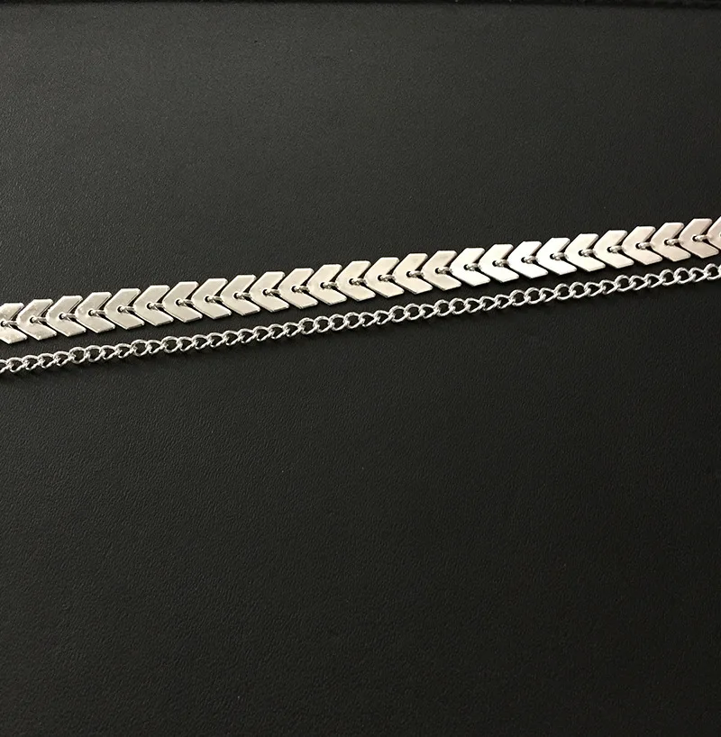 Двухслойное колье из Золотого Металла цепочка рыбьей кости простые ювелирные