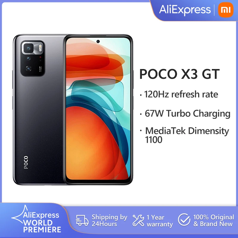 

Global Version POCO X3 GT Phone 5G Smartphone 8GB 128GB/256GB NFC MTK1100 67W 120Hz 5000mAh 64MP Triple Camera Smartphone