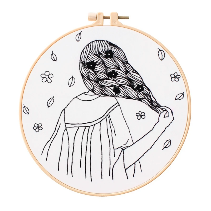 

Embroidery Kits for Beginner, Girl Embroidery, Embroidery Hoop, Embroidery Thread, Embroidery Materials and Tool, DIY Craft (B)