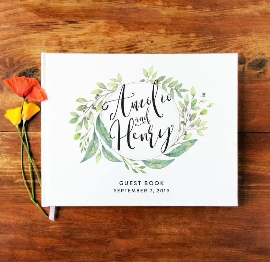 Персонализированная ботаническая Свадебная Гостевая книга greeny фотоальбом