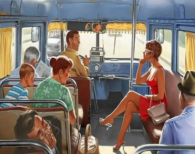 

《Chat on the bus》 picture painting by numbers home decor birthday present quadros decorativos