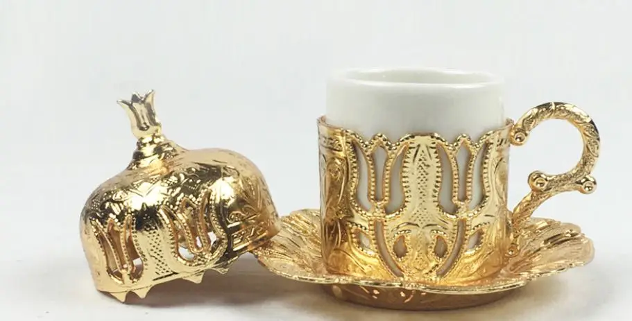 Чашка для кофе по турецки фарфор эспрессо чашка металлический держатель блюдце и