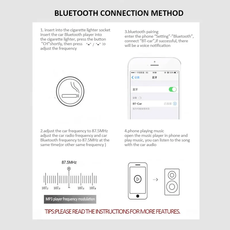 Многофункциональный автомобильный fm-передатчик, модулятор, Bluetooth, автомобильный комплект, аудио MP3 плеер, двойное USB зарядное устройство, управление приложением, новинка