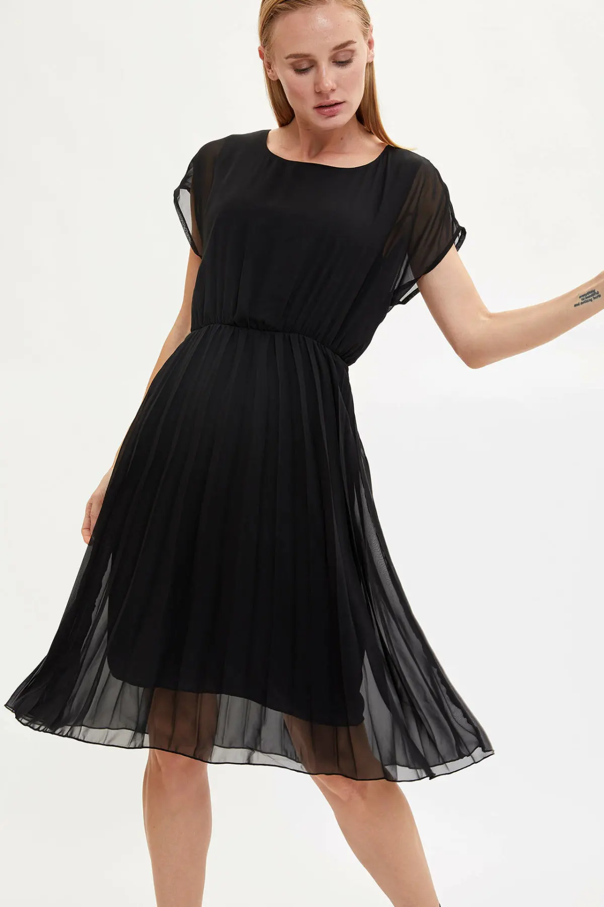 DeFacto модное женское Тканое платье с круглым вырезом повседневные кружевные