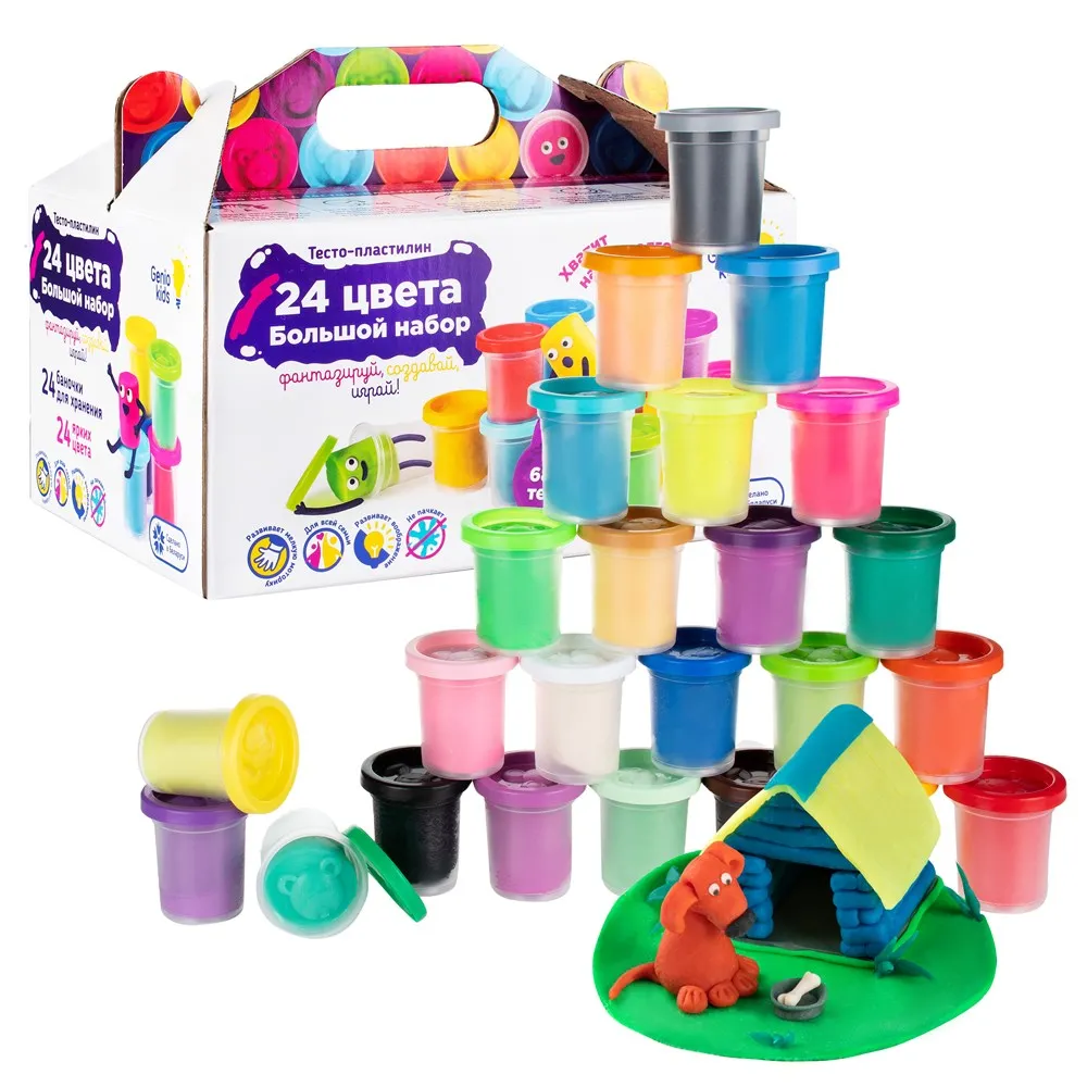 Набор для детской лепки Genio Kids &quotТесто-пластилин 24 баночки&quot TA1097 | Игрушки и