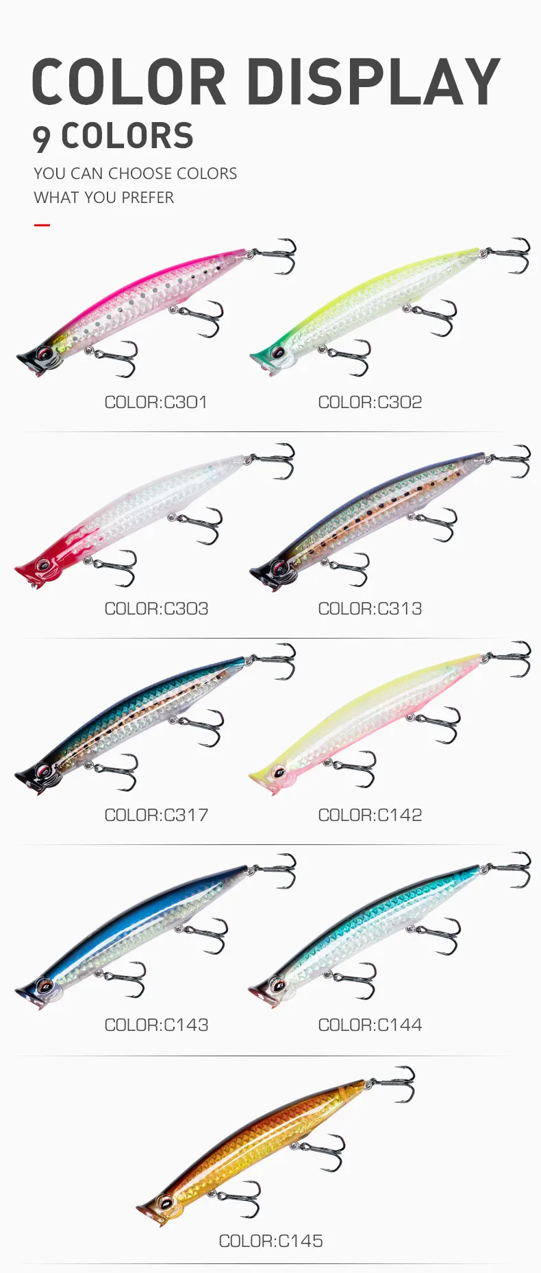 Kingdom Fishing Приманка Topwater приманка поппер 123 мм 18,5 г, 110 мм 12,8 г, 90 мм 7,5 г жесткая приманка искусственная приманка плавающая приманка модель 3508