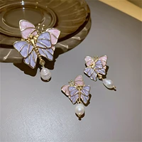 new elegant pearl butterfly brooches for women baroque trendy metal enamel butterfly brooch pins banquet party wedding gifts