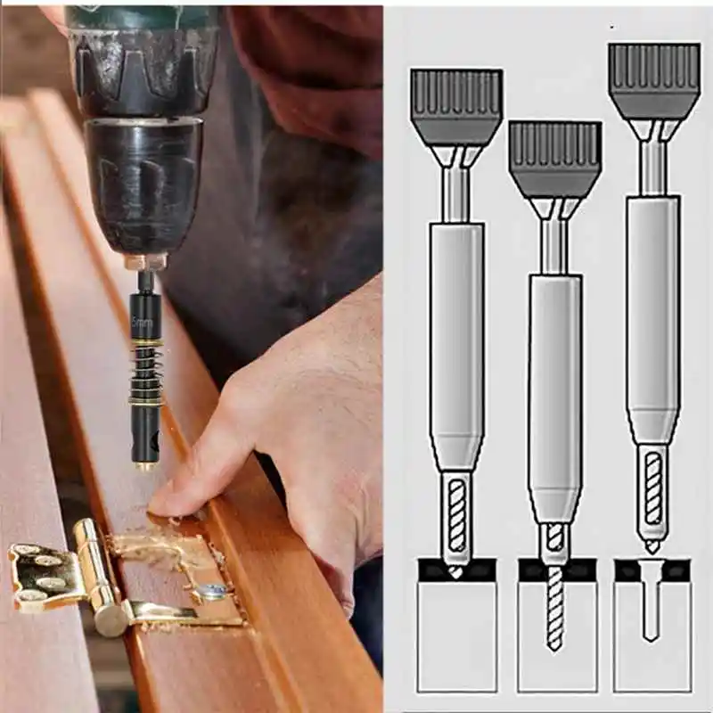 

1PC HSS Brass Self Centering Hinge Twist Drill Bits 1/4" & 5mm Screw Hole Saw Woodworking Reaming Cabinet Tool