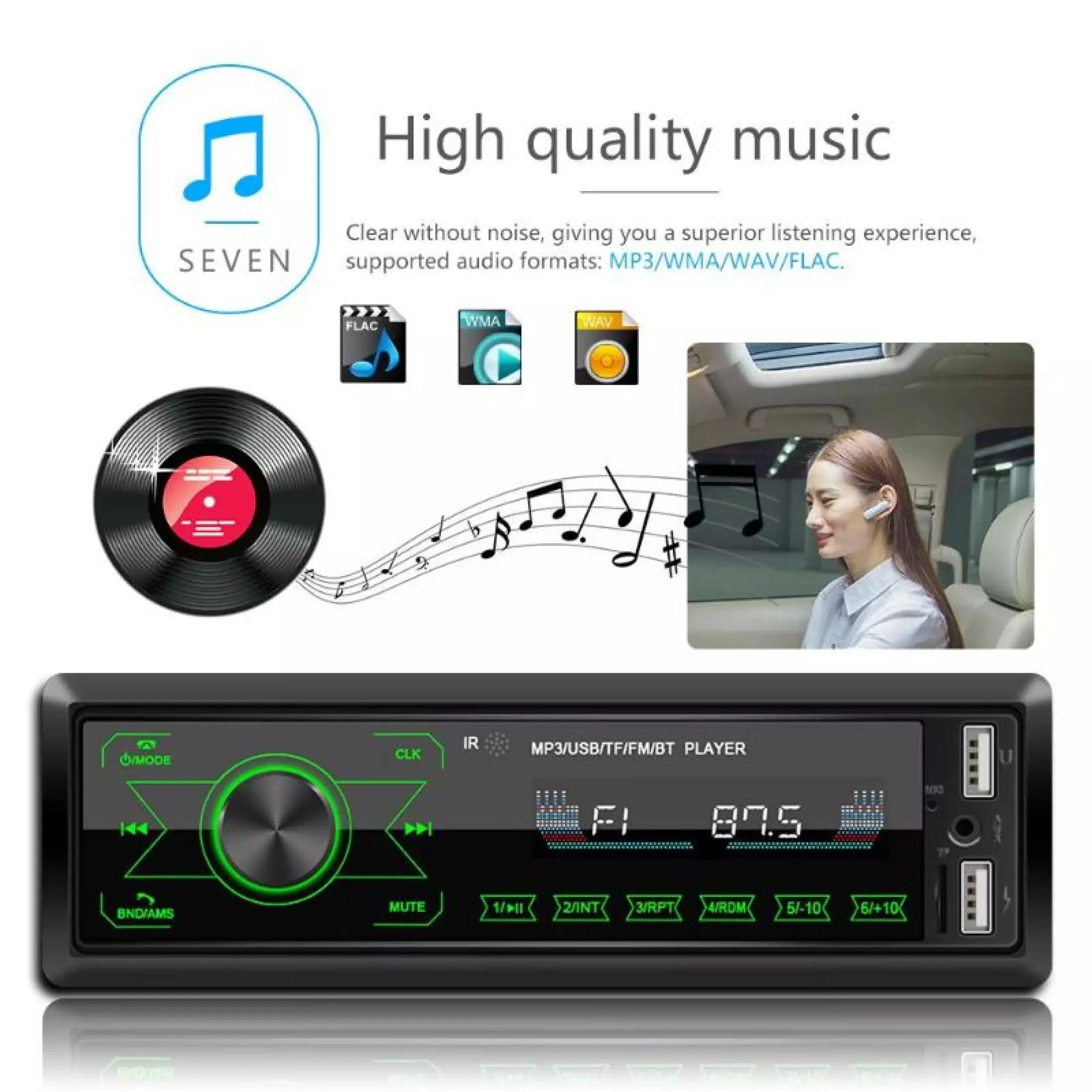 

M10 1 DIN Car Stereo MP3 Player In Dash AUX-in FM Radio Receiver Head Unit Bluetooth Handsfree Call Multifunction Music Player
