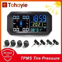 solar tire pressure monitoring system tpms smart tyre pressure sensor with 4 external internal sensors auto temperature alarm