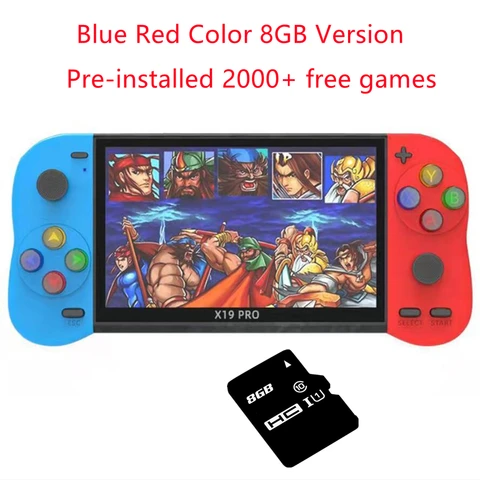 Портативная игровая консоль X19 Pro с радужными кнопками, 8 ГБ, 2000 бесплатных игр, 5-дюймовый экран, ручной игровой плеер для neogeo/md/sfc