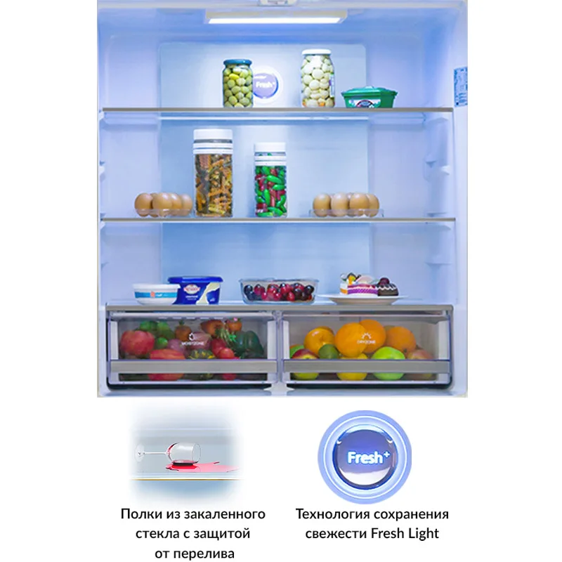 Инвертерный Холодильник HIBERG RFQ-490DX NFGQ четыре двери две камеры No Frost объём 490 л фасад