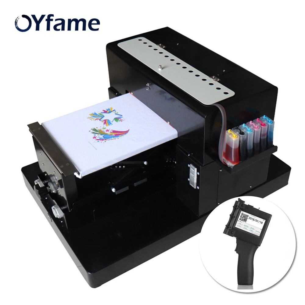 

OYfame Multicolor A3 Flatbed Printer DTG tshirt Printing & Protable Touch Screen Handheld Printer Inkjet Label Printing Machine