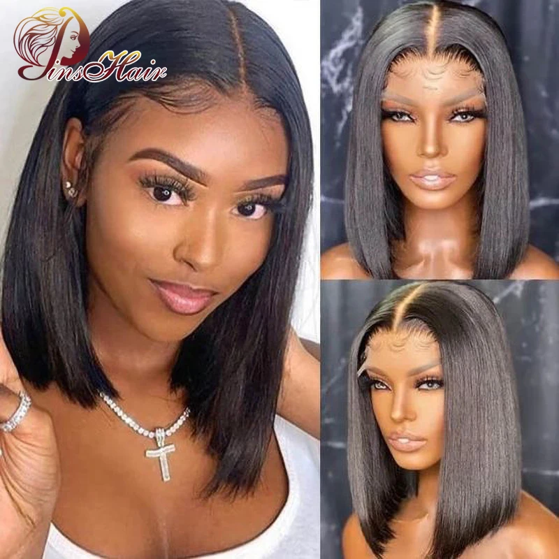 Short Bob Wig Lace Front Human Hair Wigs For Women Straight 13x1 T Part Lace Closure Wigs Peruvian Remy Hair Pre Pluck Baby Hair