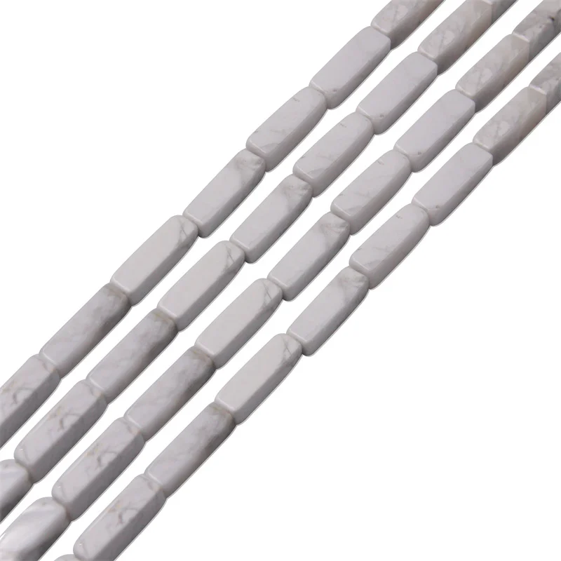 

Natural Howlite Semiprecious Stone Beads Cuboid Rectangle 5x13mm Jewelry Making Findings For DIY Bracelet Earrings