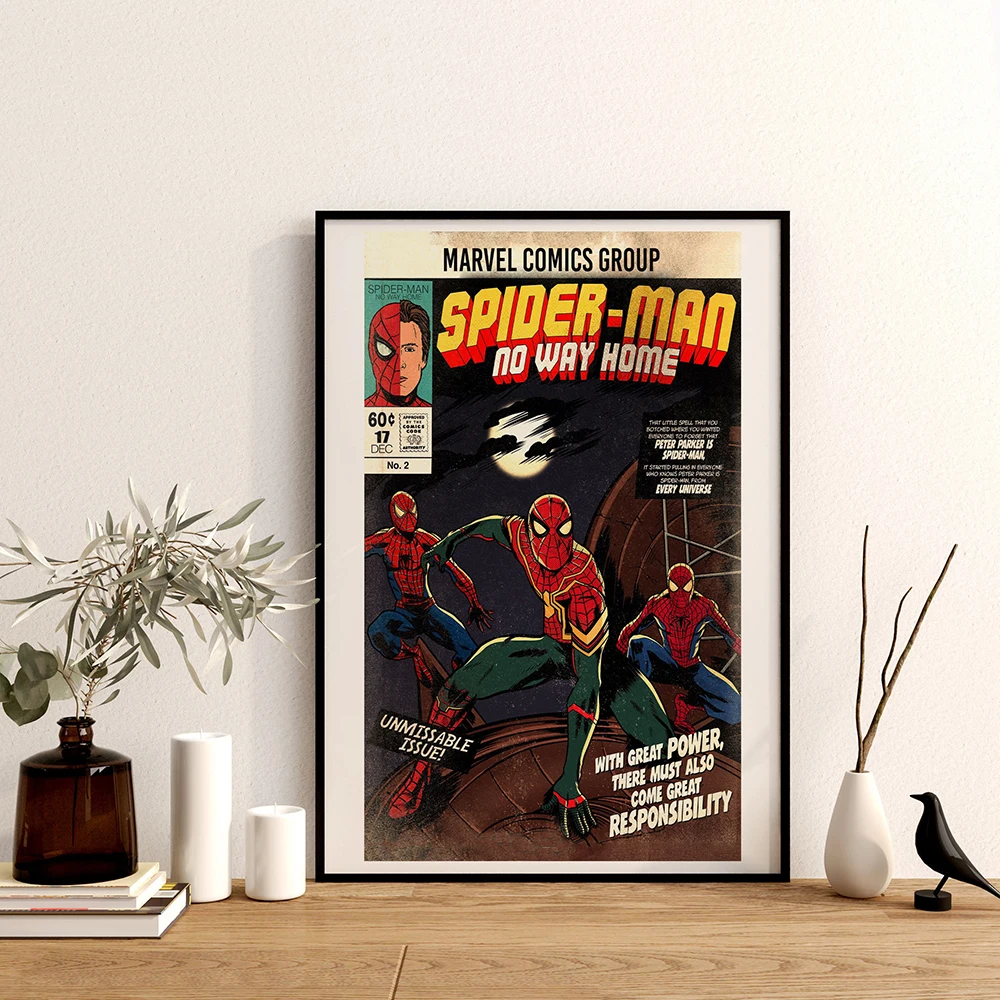 

Bandai Spiderman No Way Home Poster Prints Canvas Wall Art Vintage Style Painting Tom Holland Picture for Living Room Home Decor