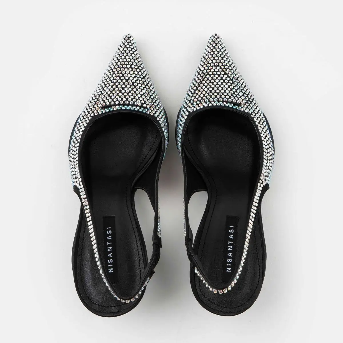 

2022 new season Diamond stone detailed black satin heels Women shoes Stiletto pointed toe stylish elegant sandals summer party p