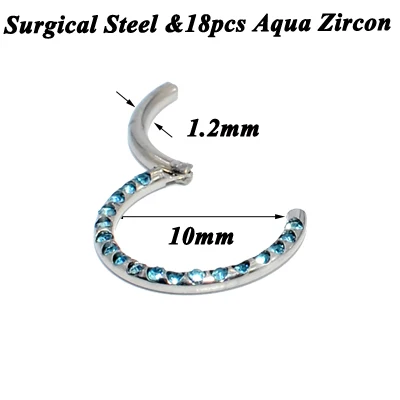 8mm Silver Aqua 1 шт. G23 титановый/стальной шарнирный сегмент пирсинг для носовой перегородки Кристальное носовое кольцо ниппель кликер шпилька для уха серьги для губ пирсинг - Окраска металла: 8mm Silver Aqua