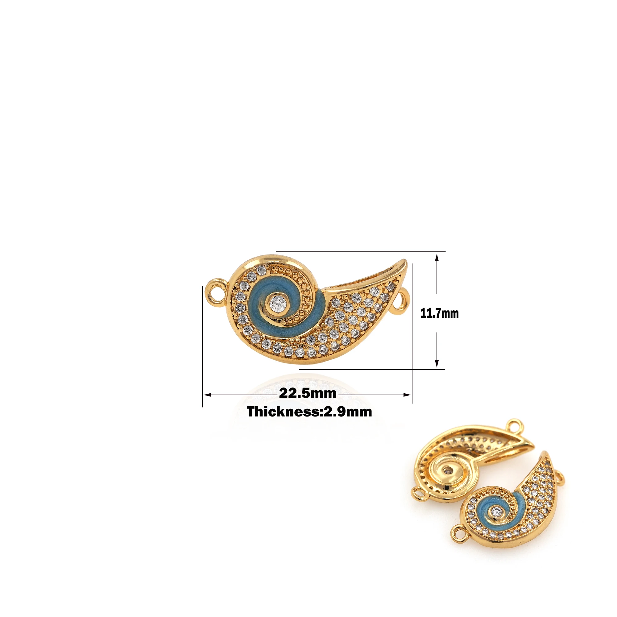

Gold Filled Enamel Conch Connector Charm For Jewelry Making DIY Jewelry Discover Cubic Zirconia Marine Connector Jewelry Charm
