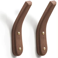 2pack wood towel hooks wall mounted natural real walnut modern simple rustic home foyer entryway decor hanging hat cap bag coat