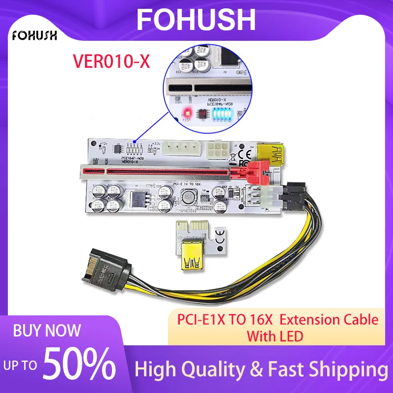 

USB 3.0 PCI-E Riser VER012 MAX Express Cable Riser 10*Capacitors For Video Card X16 Extender PCI-E Riser Card For Mining VER010X