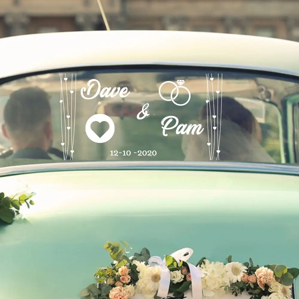 

Creative Wedding Car Glass Sticker Design Wedding Decoration Removable Sticker A006812