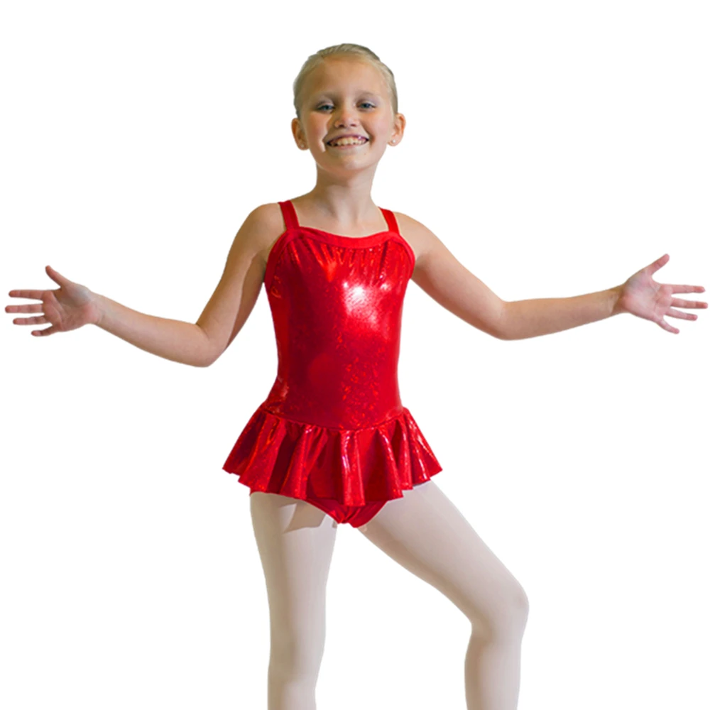 

Shiny Wide Straps Hologram Sparkle Girls Dance Costume Jazz Dance Skirts Leotard Dance Costume Girls Performance