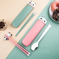 panda cutlery set flatware stainless steel spoon portable chopsticks spoon dinner travel tableware box set kitchen dinnerware