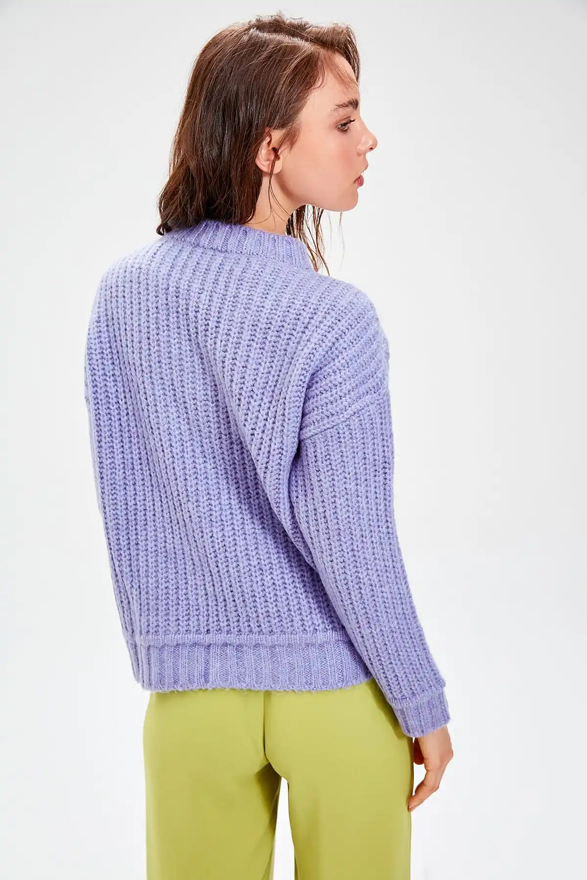 Trendyol Женский фиолетовый сетчатый детальный трикотажный свитер TWOAW20NV0018| |