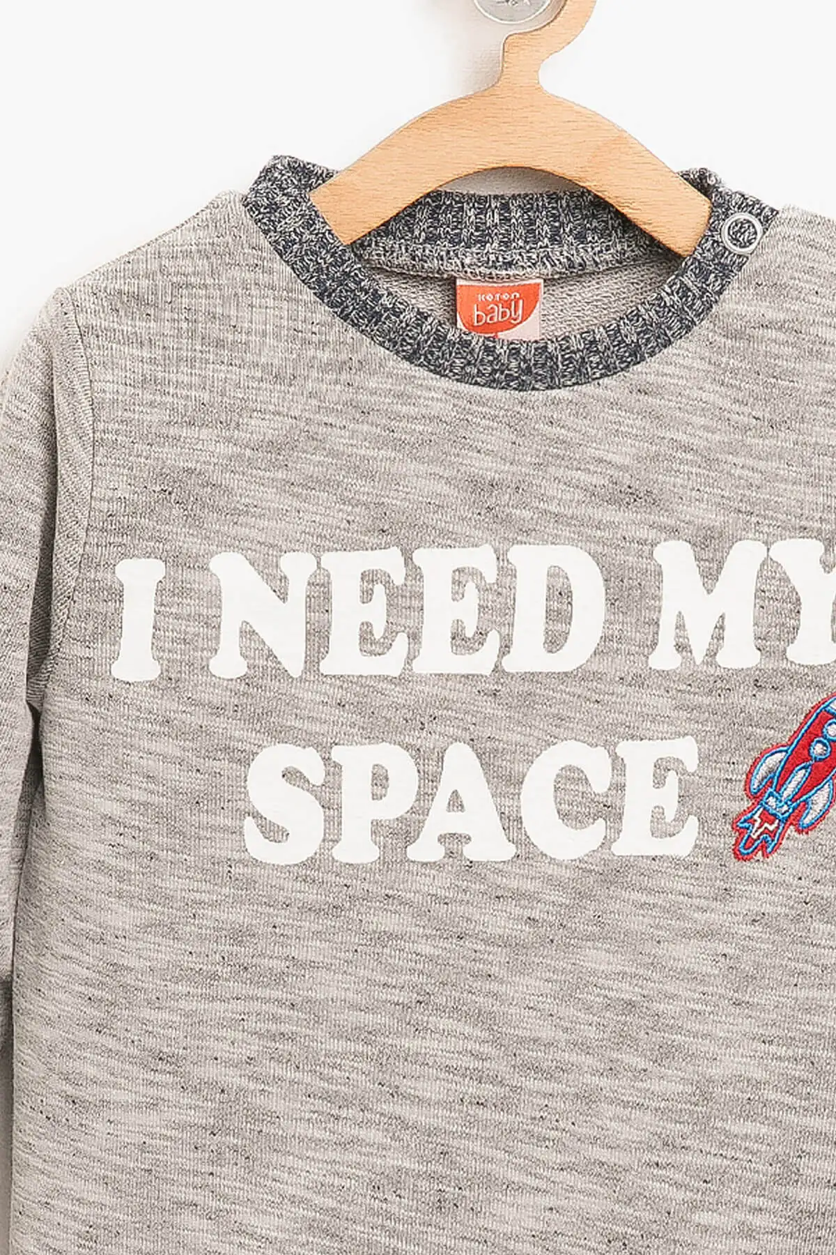 Детский серый свитшот с принтом Koton для мальчиков | Мужская одежда