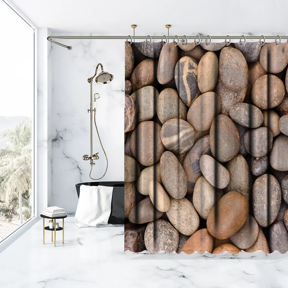 Душ Шторы камни галька сельская местность природа Защита окружающей среды