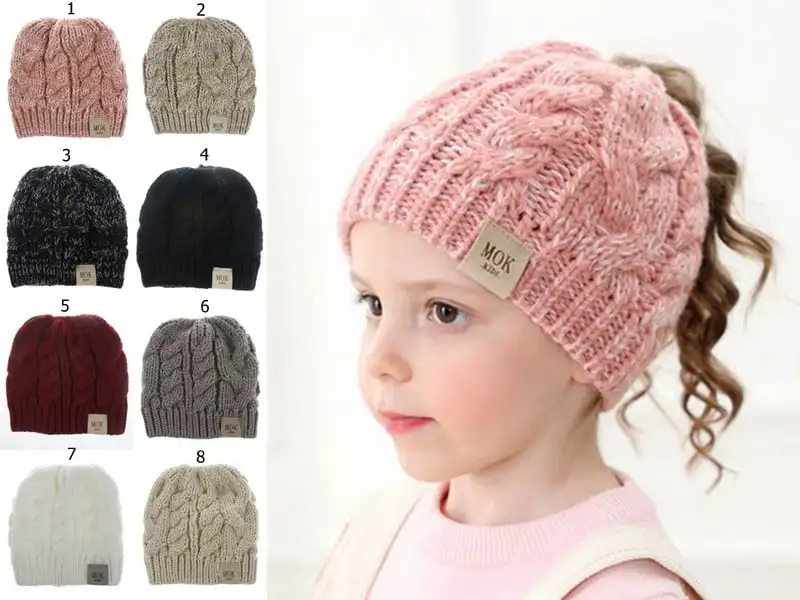 RTS шерстяные вязаные помпоны для детей, детские шапочки, шапки, шапка с отверстием для хвоста