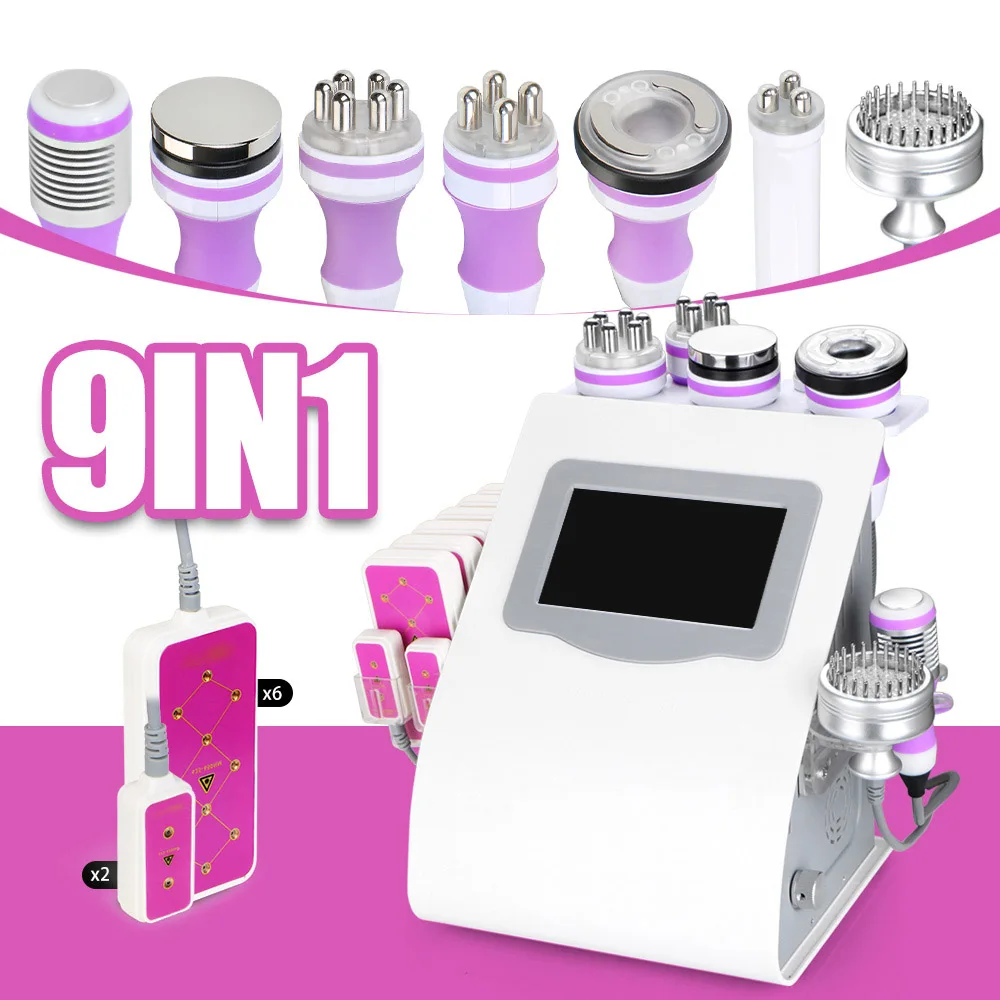 9 in 1 Unoisetion 40K Cavitation Machine RF Body Slimming Vacuum Hot Cold Hammmer Skin Tigtening Lifting Microcurrent Device Spa