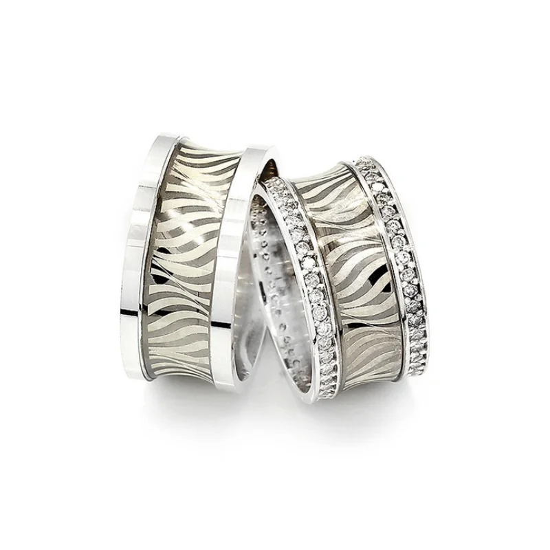 

Couple Wedding Ring Sterling Silver 925 Woman And Man Luxury Jewelry Bands Fashion Engagement Anniversary Ancient Greek Model