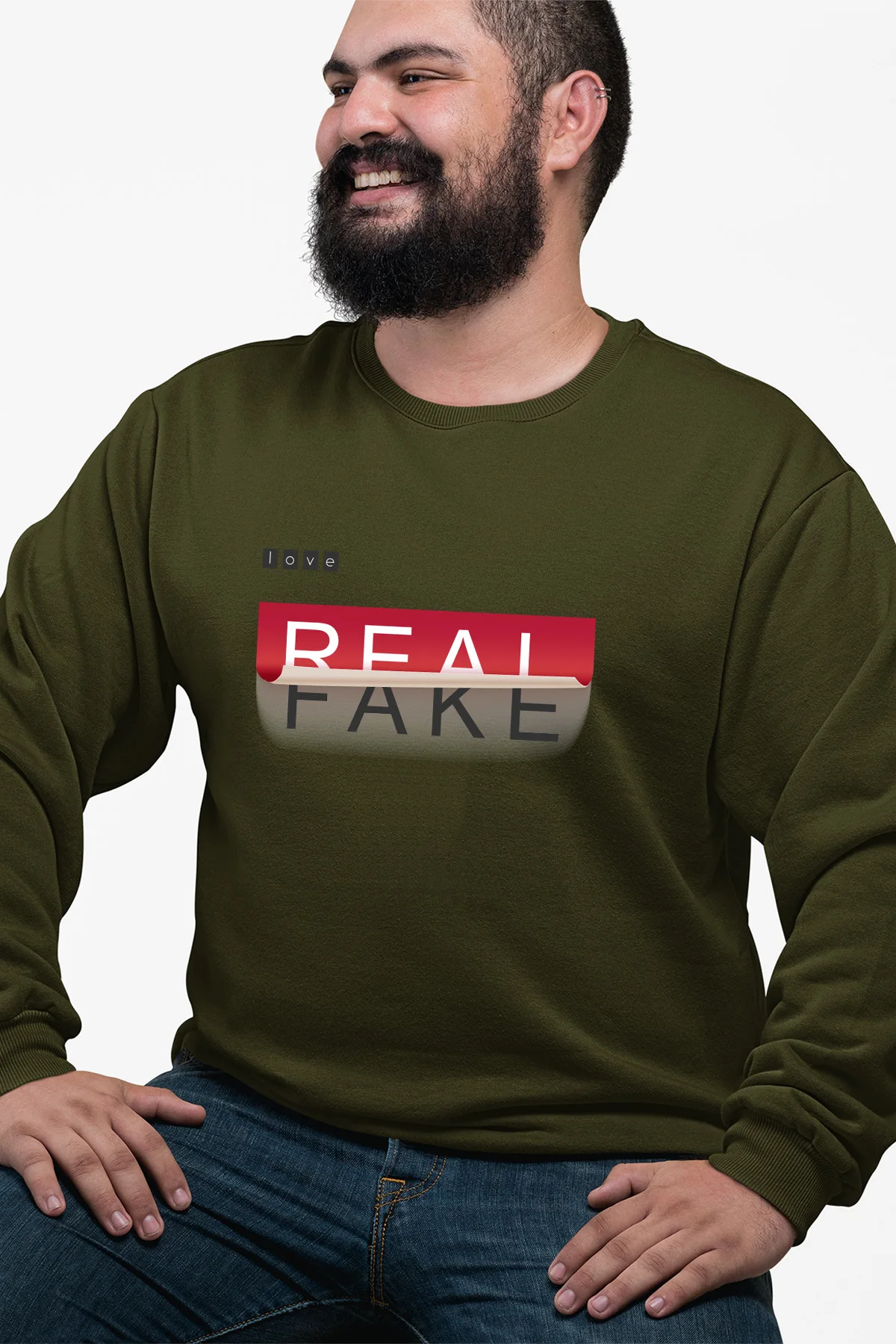 Мужская толстовка Angemiel Wear Love Real Fake Sticker зеленого цвета|Мужские толстовки и