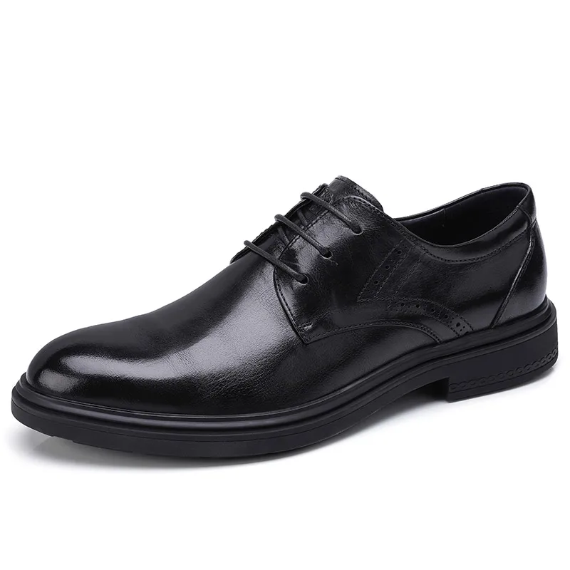 A832005800Black CAMEL/Новинка; Мужская обувь из натуральной кожи; офисные свадебные туфли в деловом стиле; туфли дерби; модная мягкая мужская обувь из воловьей кожи - Цвет: A832005800Black