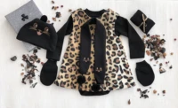 2021 winter girl dress bodysuit glove hat scarf pantyhoes cute hot sale 6 pieces leopard pattern 0 18 month for christmas gift