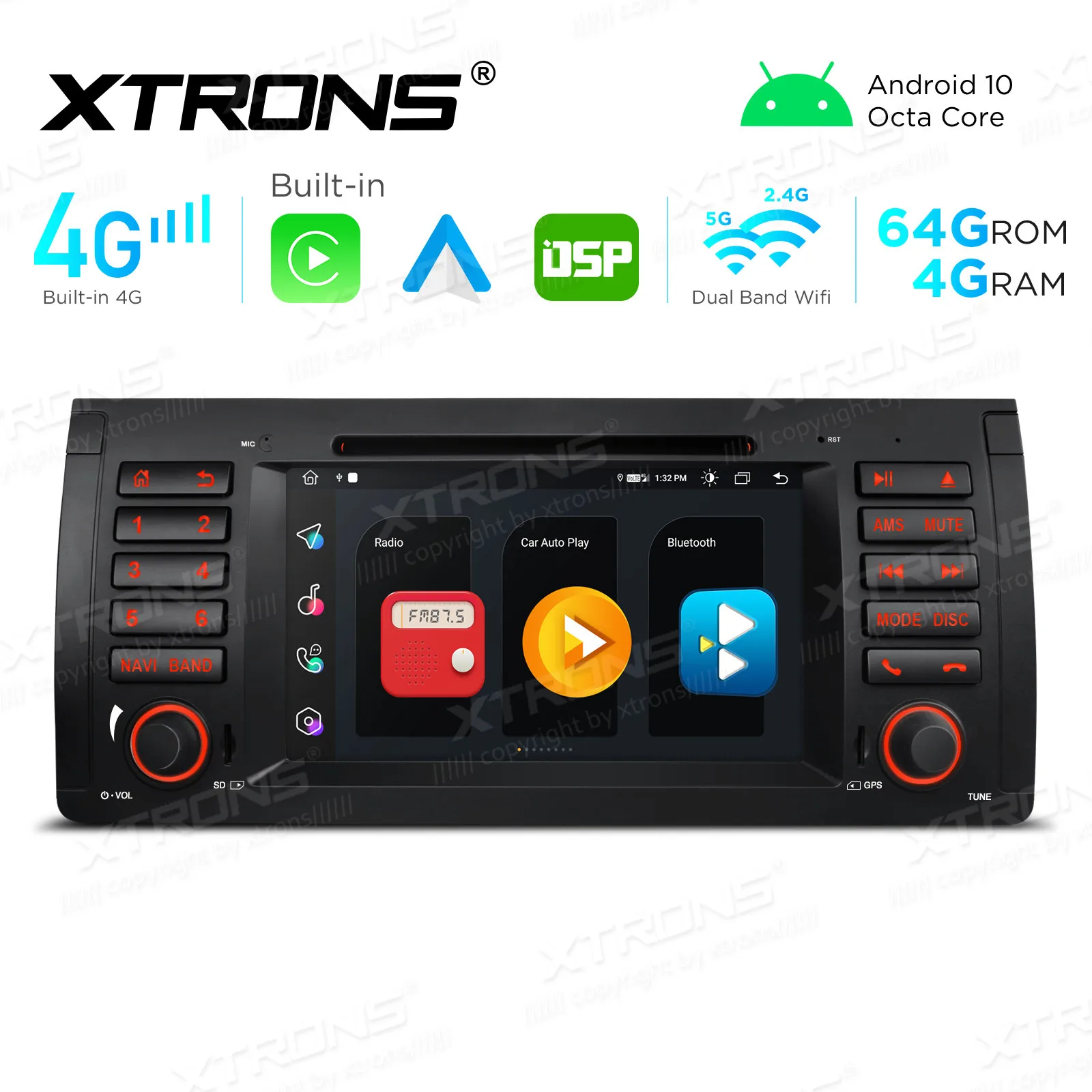 Автомобильный мультимедийный DVD плеер 7 дюймов Android 10 0 GPS радио для BMW X5 E53 1999 2006 со