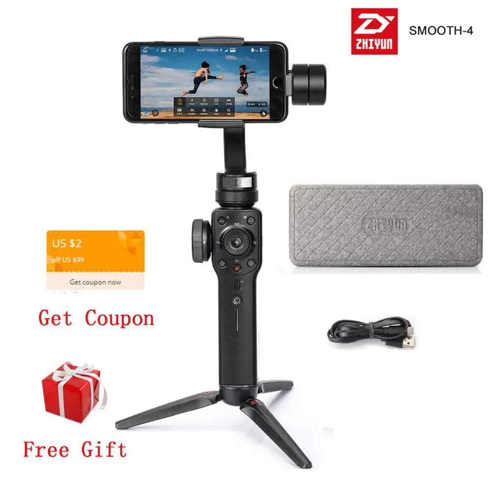 ZHIYUN Smooth 4 ручной 3 оси Gimbal стабилизатор для смартфонов, как iPhone x 8 7 Plus samsung Gopro hero 6 5 session smooth q