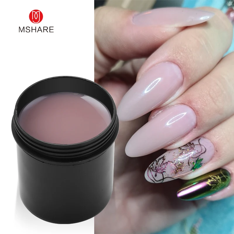 MSHARE Caramel Nude Self Leveling Builder UV Nail Gel No Burning Heating Nails Extension Nude Pink Clear 142g 150ml 5oz