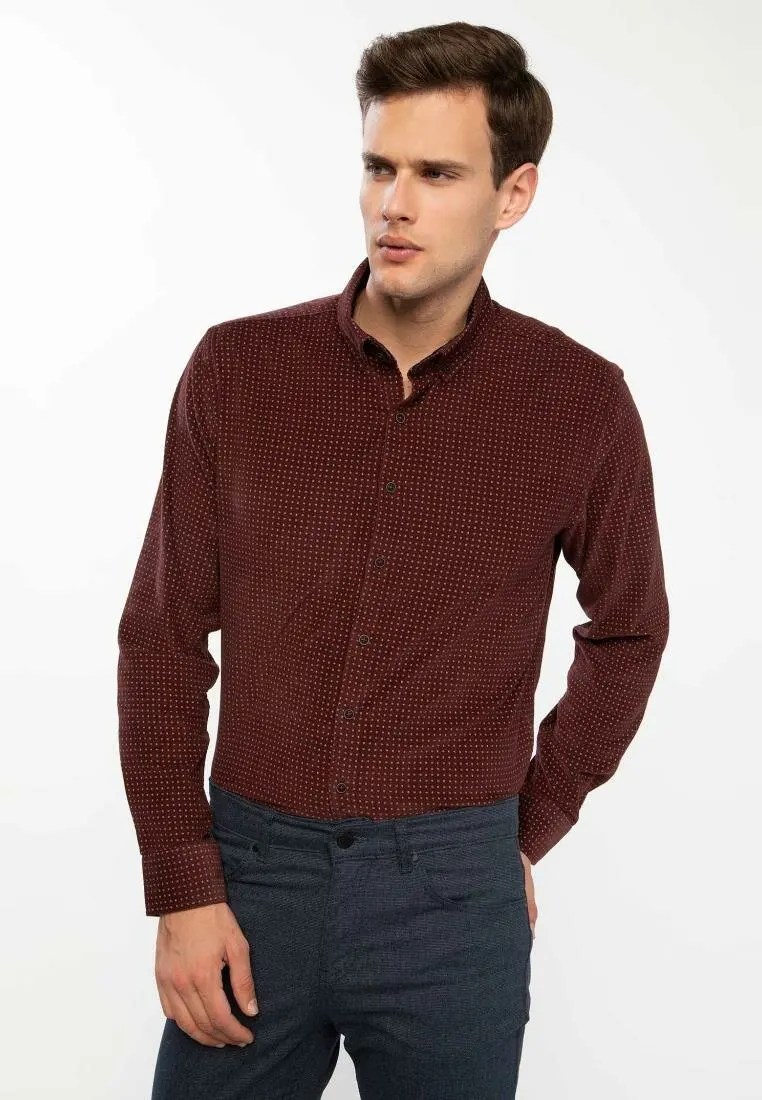DeFacto Новая мужская модная рубашка с отворотом и длинным рукавом повседневная