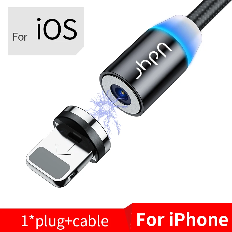 Udyr 2 м Магнитный Micro USB кабель для iPhone samsung Android мобильный телефон Быстрая зарядка usb type C кабель магнит зарядное устройство провод шнур - Цвет: For iPhone Black